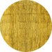 Round Machine Washable Abstract Yellow Modern Rug, wshabs3285yw