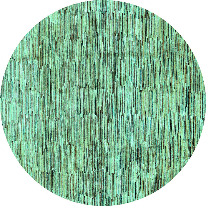 Round Machine Washable Abstract Turquoise Modern Area Rugs, wshabs3285turq