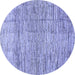 Round Machine Washable Abstract Blue Modern Rug, wshabs3285blu