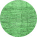 Round Abstract Emerald Green Modern Rug, abs3285emgrn