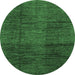 Round Abstract Emerald Green Modern Rug, abs3286emgrn