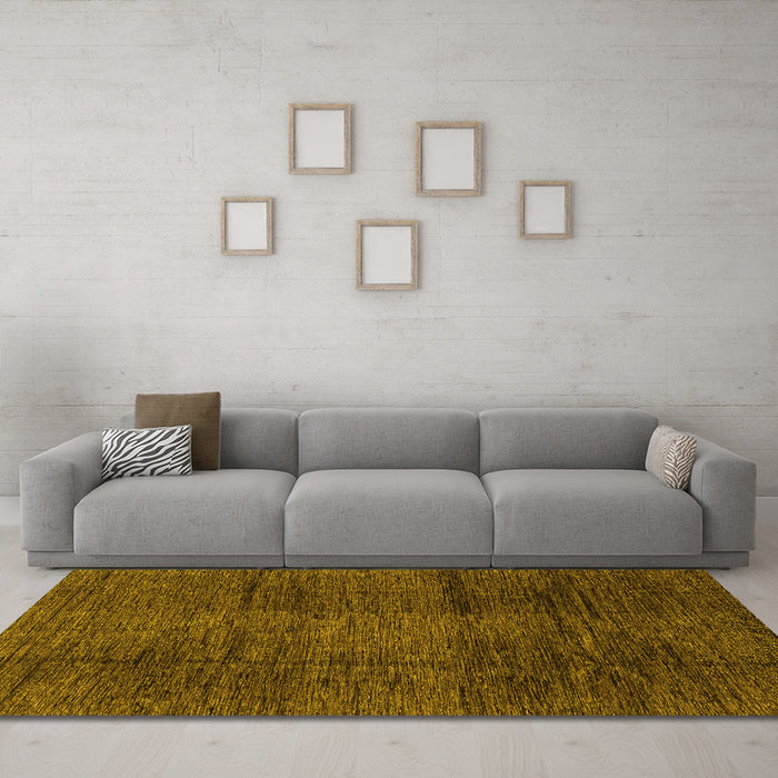 Machine Washable Abstract Yellow Modern Rug in a Living Room, wshabs3286yw