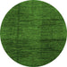 Round Machine Washable Abstract Green Modern Area Rugs, wshabs3286grn