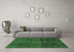 Machine Washable Abstract Emerald Green Modern Area Rugs in a Living Room,, wshabs3286emgrn