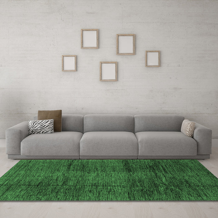 Machine Washable Abstract Emerald Green Modern Area Rugs in a Living Room,, wshabs3286emgrn
