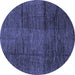 Round Machine Washable Abstract Blue Modern Rug, wshabs3286blu