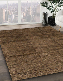 Machine Washable Abstract Bakers Brown Rug in a Family Room, wshabs3286