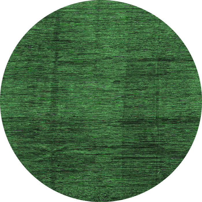 Round Machine Washable Abstract Emerald Green Modern Area Rugs, wshabs3286emgrn