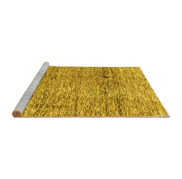 Sideview of Machine Washable Abstract Yellow Modern Rug, wshabs3287yw