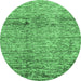 Round Abstract Emerald Green Modern Rug, abs3287emgrn