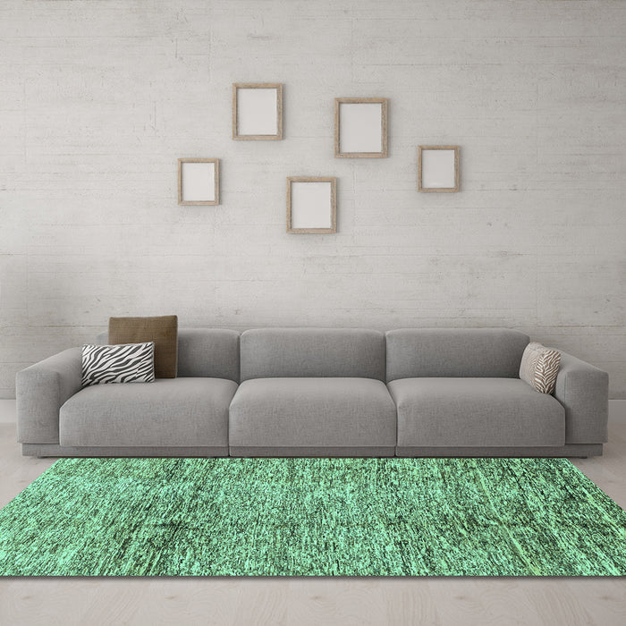 Machine Washable Abstract Turquoise Modern Area Rugs in a Living Room,, wshabs3287turq