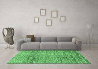 Machine Washable Abstract Emerald Green Modern Rug, wshabs3287emgrn