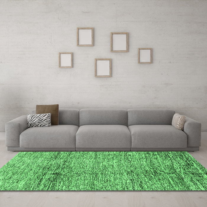Machine Washable Abstract Emerald Green Modern Area Rugs in a Living Room,, wshabs3287emgrn