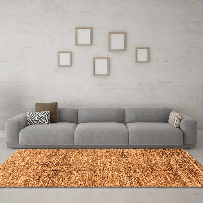 Machine Washable Abstract Orange Modern Area Rugs in a Living Room, wshabs3287org