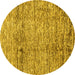 Round Machine Washable Abstract Yellow Modern Rug, wshabs3287yw