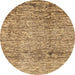 Round Abstract Saddle Brown Modern Rug, abs3287