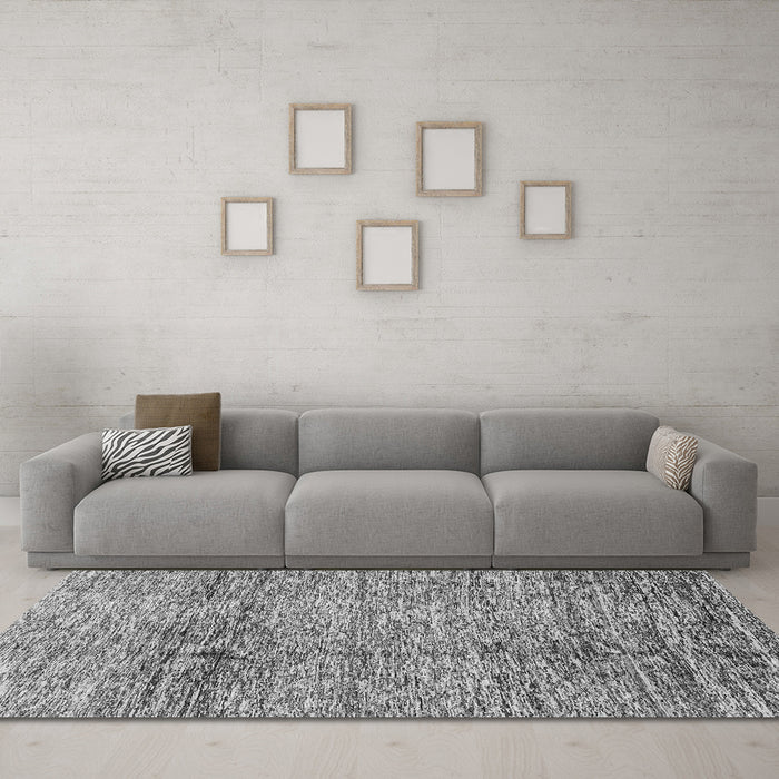 Machine Washable Abstract Gray Modern Rug in a Living Room,, wshabs3287gry