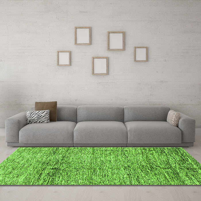 Machine Washable Abstract Green Modern Area Rugs in a Living Room,, wshabs3287grn