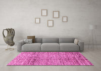 Machine Washable Abstract Pink Modern Rug, wshabs3287pnk