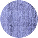 Round Machine Washable Abstract Blue Modern Rug, wshabs3287blu