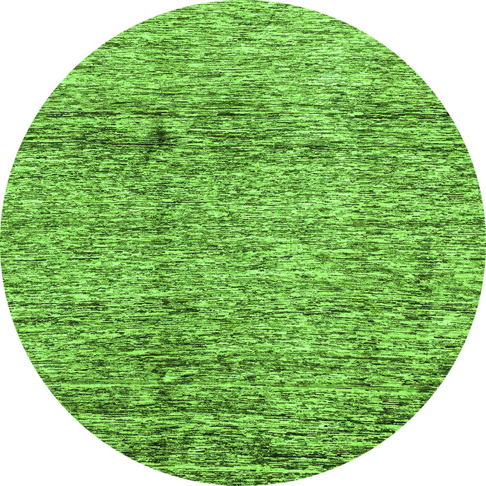 Round Machine Washable Abstract Green Modern Area Rugs, wshabs3287grn