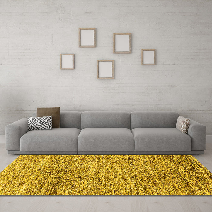 Machine Washable Abstract Yellow Modern Rug in a Living Room, wshabs3287yw