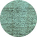 Round Abstract Light Blue Modern Rug, abs3287lblu