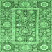 Square Oriental Emerald Green Traditional Rug, abs3288emgrn