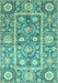 Machine Washable Oriental Turquoise Traditional Area Rugs, wshabs3288turq