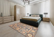 Abstract Yellow Oriental Rug in a Bedroom, abs3288