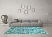 Machine Washable Oriental Light Blue Traditional Rug, wshabs3288lblu