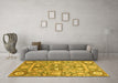 Machine Washable Oriental Yellow Traditional Rug in a Living Room, wshabs3288yw