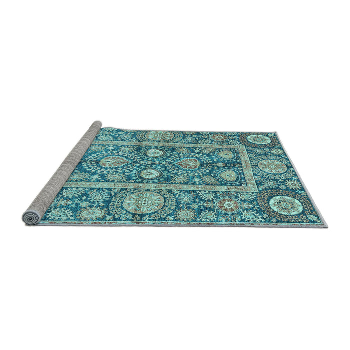 Sideview of Machine Washable Oriental Light Blue Traditional Rug, wshabs3288lblu