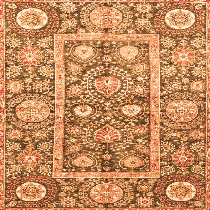 Square Oriental Orange Traditional Rug, abs3288org