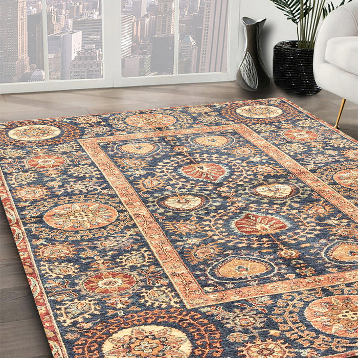 Machine Washable Abstract Yellow Rug in a Family Room, wshabs3288