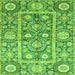 Square Oriental Green Traditional Rug, abs3288grn