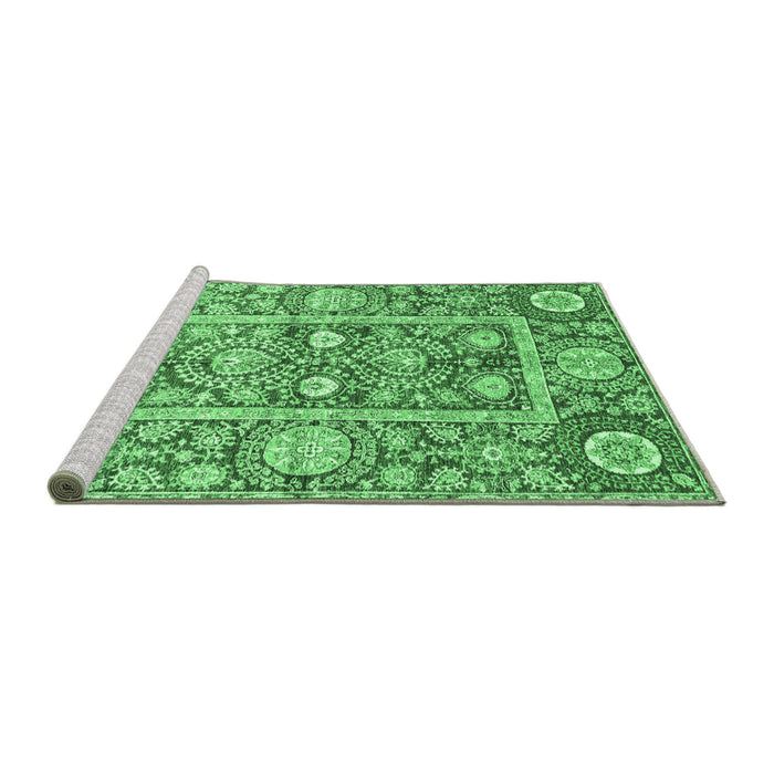 Sideview of Machine Washable Oriental Emerald Green Traditional Area Rugs, wshabs3288emgrn
