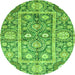 Round Oriental Green Traditional Rug, abs3288grn