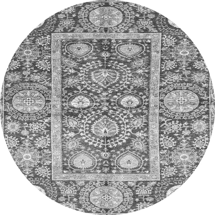 Round Machine Washable Oriental Gray Traditional Rug, wshabs3288gry