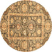 Round Oriental Brown Traditional Rug, abs3288brn