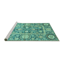 Sideview of Machine Washable Oriental Turquoise Traditional Area Rugs, wshabs3288turq