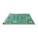 Sideview of Machine Washable Oriental Turquoise Traditional Area Rugs, wshabs3288turq