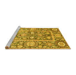 Sideview of Machine Washable Oriental Yellow Traditional Rug, wshabs3288yw