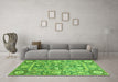 Machine Washable Oriental Green Traditional Area Rugs in a Living Room,, wshabs3288grn