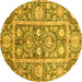 Round Oriental Yellow Traditional Rug, abs3288yw