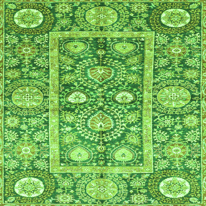 Square Machine Washable Oriental Green Traditional Area Rugs, wshabs3288grn