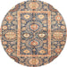 Round Abstract Yellow Oriental Rug, abs3288