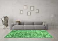 Machine Washable Oriental Emerald Green Traditional Rug, wshabs3288emgrn