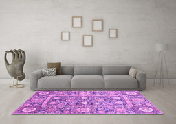 Machine Washable Oriental Purple Traditional Area Rugs in a Living Room, wshabs3288pur