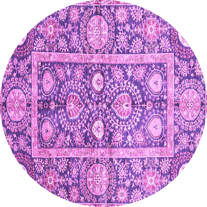 Round Machine Washable Oriental Purple Traditional Area Rugs, wshabs3288pur